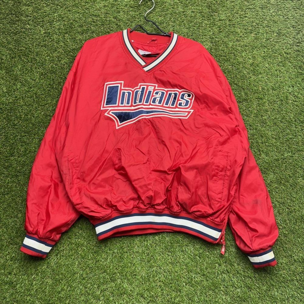Vintage Cleveland Indians Starter Jacket Mens XL Windbreaker Pullover MLB Lined